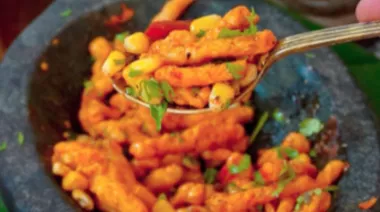 Tedhe Medhe Masala Chaat with chutneys and corn 2